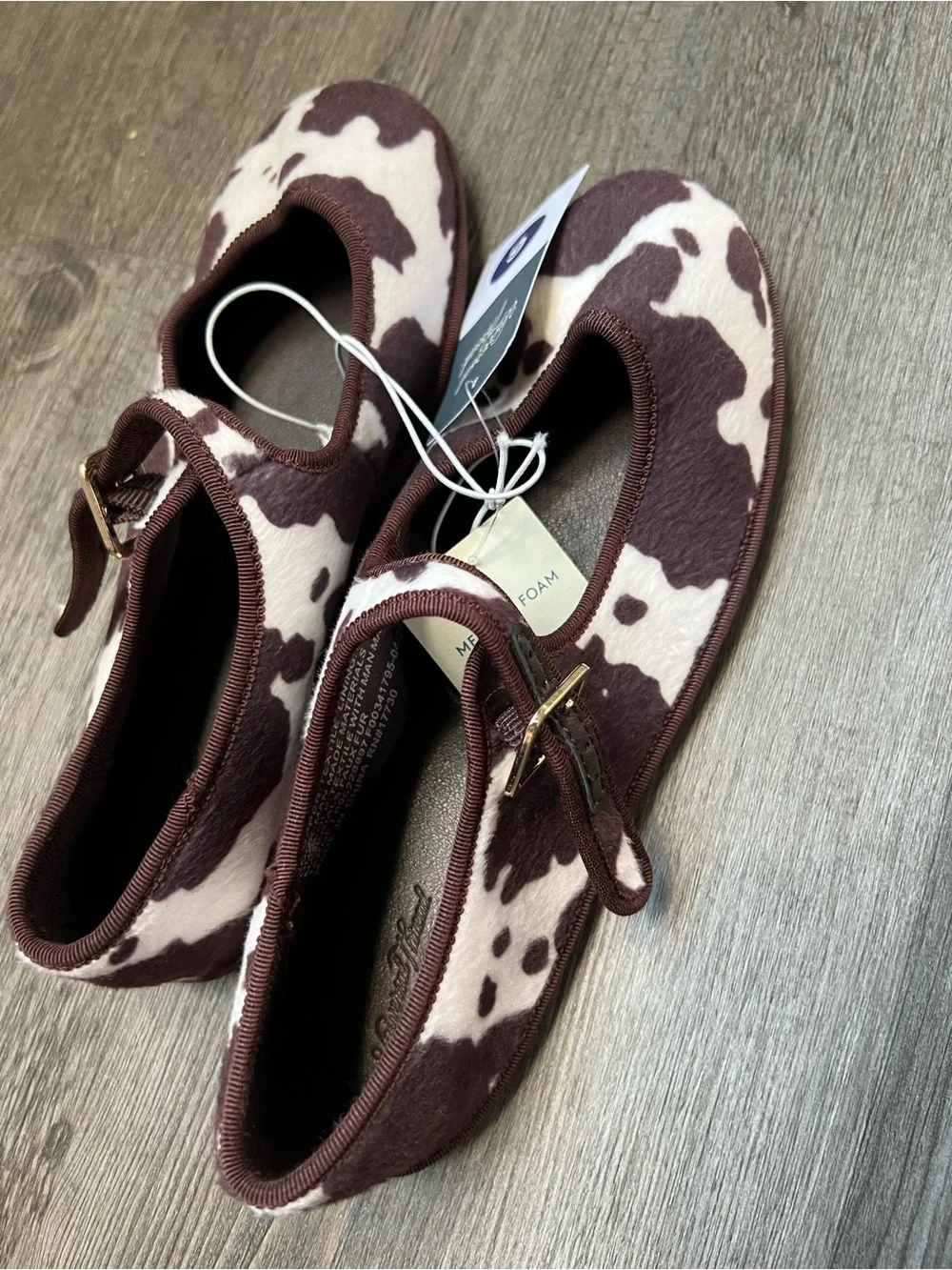 Universal Thread Girls' Cowprint Mary Jane Flats - Brown/White